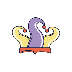happy birthday, joker hat accessory decoration celebration party line and fill style