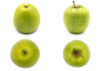 fresh green apple, isolated on white background, several apples as a set or collection
