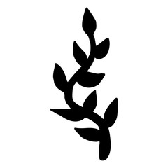 Set of flat flower icons in silhouette isolated on white. Simple retro designs in black and white.