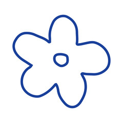 Set of flat flower icons in silhouette isolated on white. Simple retro designs in black and white.