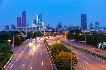 View of Seoul City Skyline and  Traffic in Seoul South Korea