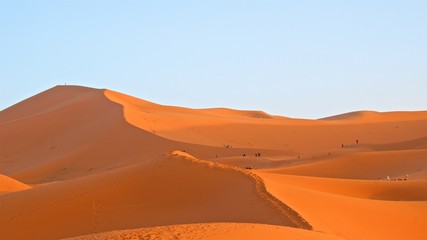 Fototapeta na wymiar Vast sand dunes in Sahara Desert in Morocco