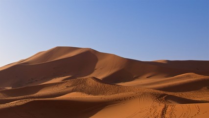 Fototapeta na wymiar Vast sand dunes in Sahara Desert in Morocco