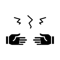 Disconnection black icon, concept illustration, vector flat symbol, glyph sign.