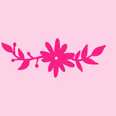 Set of flat flower icons in silhouette isolated on white. Simple retro designs in black and white.