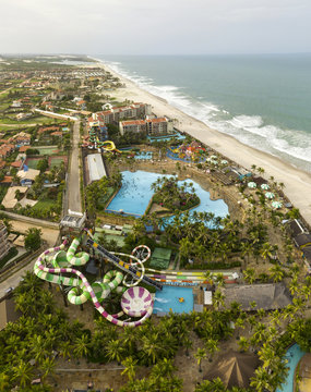 Aerial Image of Beach Park in Fortaleza, Ceara, Brazil, at Porto das Dunas Beach
