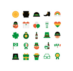 set of icons st patrick day, flat style icon