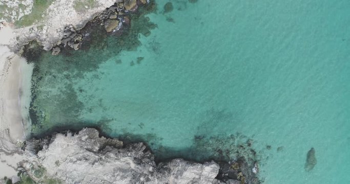 Aerial view of Adriatic coast, in Apulia. Perpendicular View, Italy