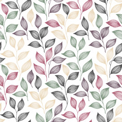 Materiał do szycia Wrapping tea leaves pattern seamless vector illustration.