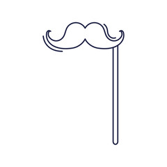 happy birthday, moustache in stick celebration party line style icon