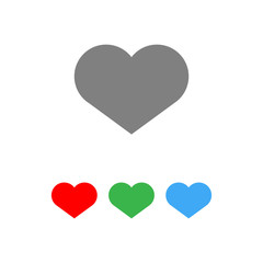 Symbol of romance and love.Different color heart icons.Vector