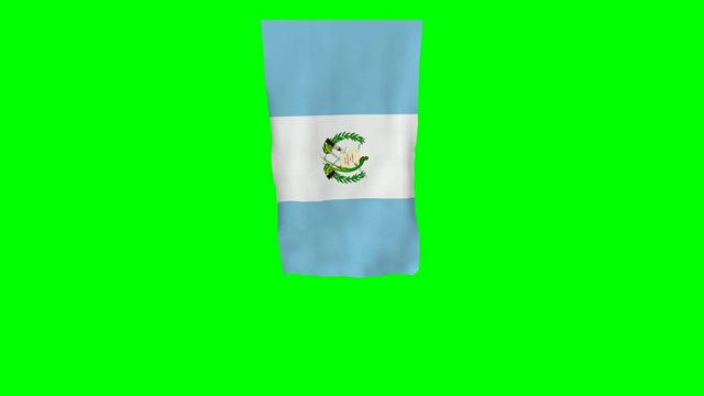 3d rendering guatemala flag waving animation isolated on green screen background. vertical position.