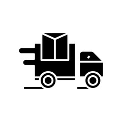 Delivery truck black icon, concept illustration, vector flat symbol, glyph sign.