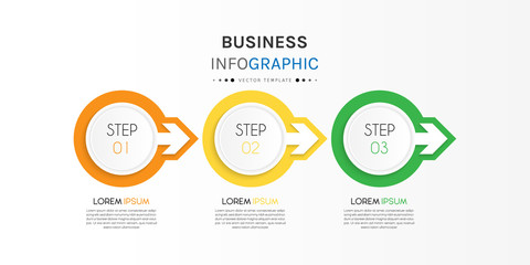 Business infographic element with 3 options, steps, number vector template design