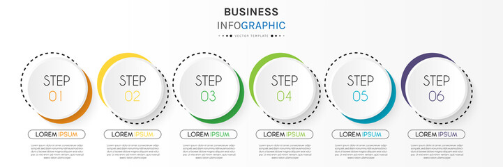 Business infographic element with 6 options, steps, number vector template design