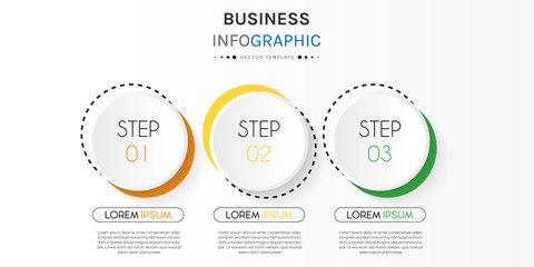 Business infographic element with 3 options, steps, number vector template design