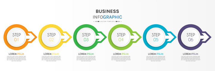 Business infographic element with 6 options, steps, number vector template design