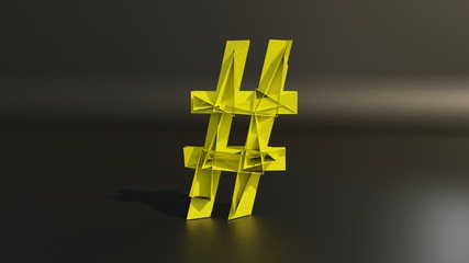 Yellow 3d render of H-tag 
