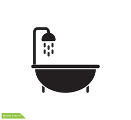 Bathtub icon vector logo template