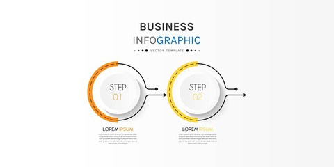 Business infographic element with 2 options, steps, number vector template design