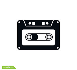 Cassette icon vector logo design template