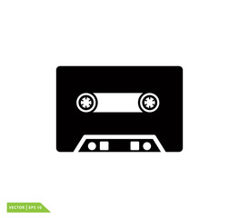 Obraz premium Cassette icon vector logo design template