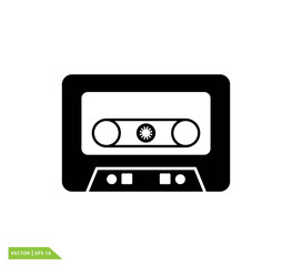 Cassette icon vector logo design template