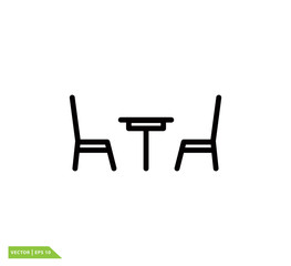 Chair and table icon vector logo template