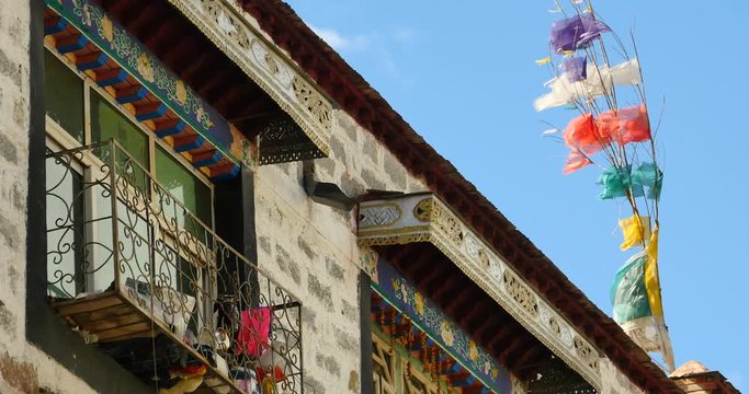 4k famous barkhor street building in lhasa-tibet.