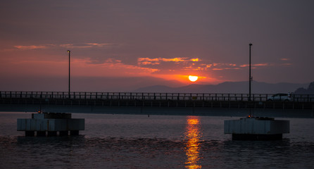 大村湾の朝焼け　長崎県大村市