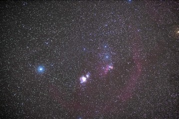 The stars and the milky way in the dark sky at night are very beautiful.