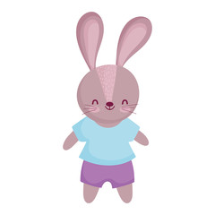 cute rabbit with clothes animal cartoon character