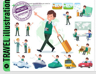 flat type school boy green vest summer_travel