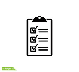 Clipboard and checklist icon vector logo design template