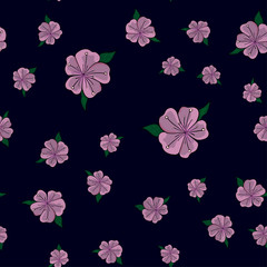 Cute pattern in a small flower. Pink sakura flowers, blooming Japanese cherry. The symbol of spring.