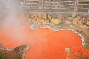 Blood Pond Hell Hot Spring in Beppu, Japan