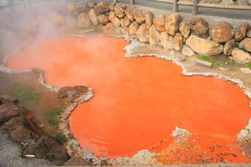 Milky Blue Hot Spring in Beppu, Japan