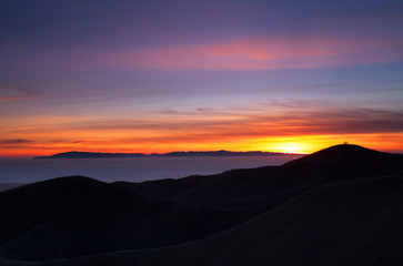 Sunset over Channel Islands and Ventura Hillsides