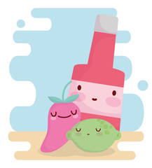 sauce pepper and lemon menu character cartoon food