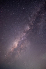 The stars and the milky way in the dark sky at night are very beautiful.