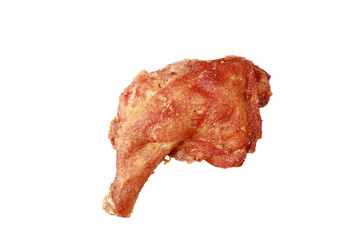 Top view fried chicken leg isolate on white background