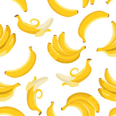 Vector summer exotic pattern with yellow bananas. Seamless texture design.