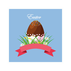 easter label with egg, greeting card