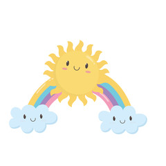 rainbow clouds fantasy magic cartoon design icon