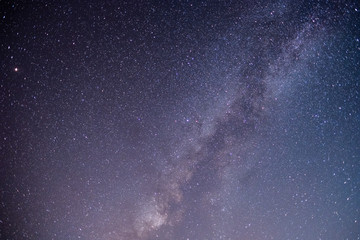 The stars and the milky way in the dark sky at night are very beautiful.