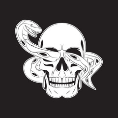 skull and snake tattoo. skull logo. vector illustration