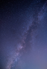 The stars and the milky way in the dark sky at night are very beautiful.