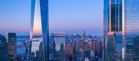 New York City WTC in sunset, aerial photography