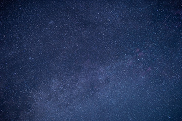 The stars and the milky way in the dark sky at night are very beautiful.