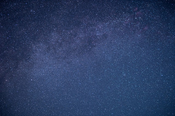 The stars and the milky way in the dark sky at night are very beautiful.